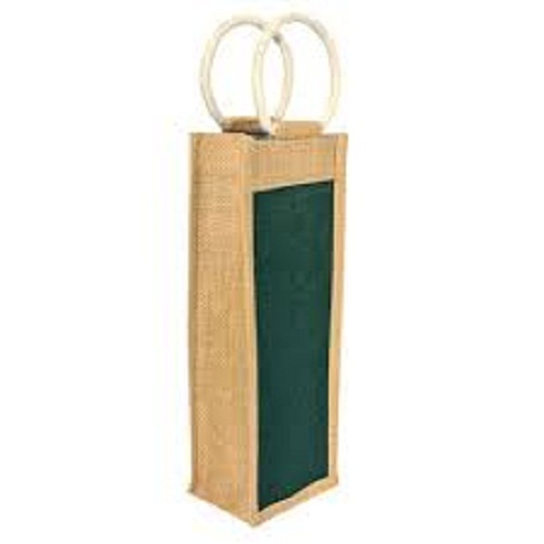 Eco-Friendly Lightweight Single Compartment Reusable Plain Bottle Jute Bag With Rope Handle