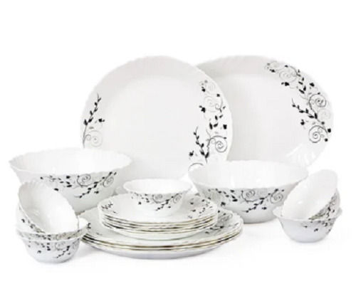 White Lightweight Polished Surface Finish Printed Ceramic Round Shape Dinner Set