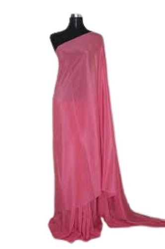 Pink Plain Pattern Daily Wear Crepe Georgette Saree For Ladies 