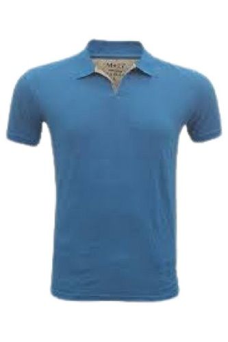 Plain Short Sleeve Polo Neck Cotton T Shirt For Men