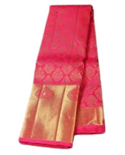 Pink Traditional Wear Embroidered Art Silk Pattu Saree With Attached Blouse Piece