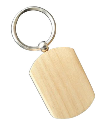 Cream 10 Grams 2X1.5 Inches Plain Glossy Finished Wooden Keychain