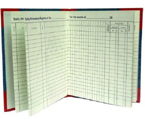 Leave Management 15 X 20 Inch Perfect Bound Rectangular Printed Paper Attendance Register