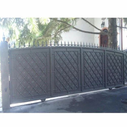 Black Paint Coated Surface Mild Steel Body Folding Gate for Factory