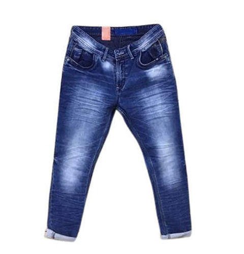 Casual Wear No Fade Slim Fit Plain Dyed Denim Straight Jeans For Men