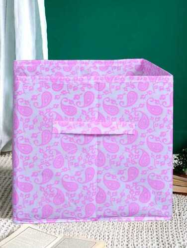 Metal Foldable Pink Printed Storage Box/Organizer For Toys, Clothes