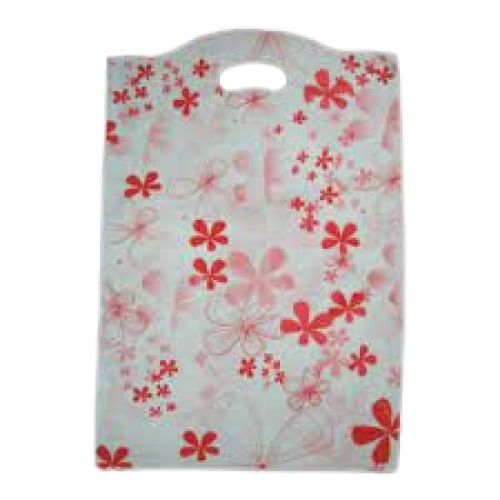 White With Orange Foldable Reusable Patch Handle Pp Printed Poly Bags