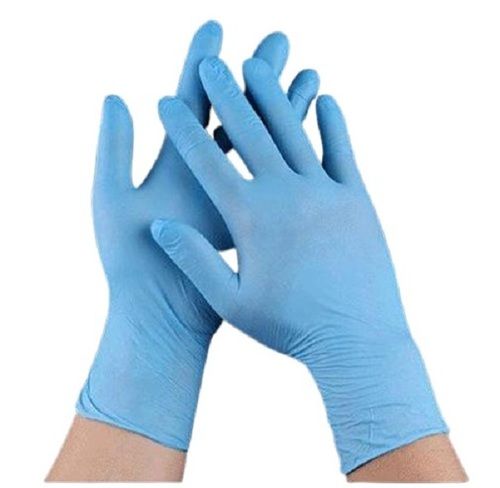 Blue Plain Disposable Full Fingered Nitrile Gloves For Medical Use, Pack Of 10 Pieces