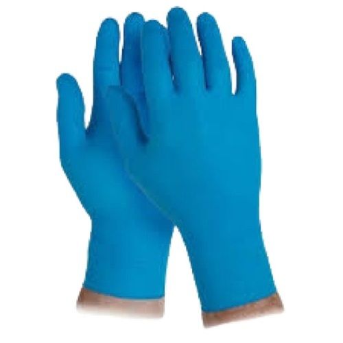 Blue Plain Pattern Comfortable Flexible Full Finger Safety Gloves For Household Purposes 