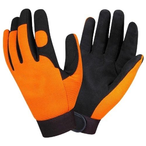 Orange With Black Plain Pattern Waterproof Large Full Finger Rubber Safety Gloves