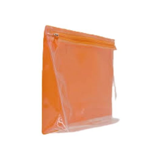 White With Orange Plain Smooth Rectangular Zipper Top Eva Poly Bags For Carrying Things