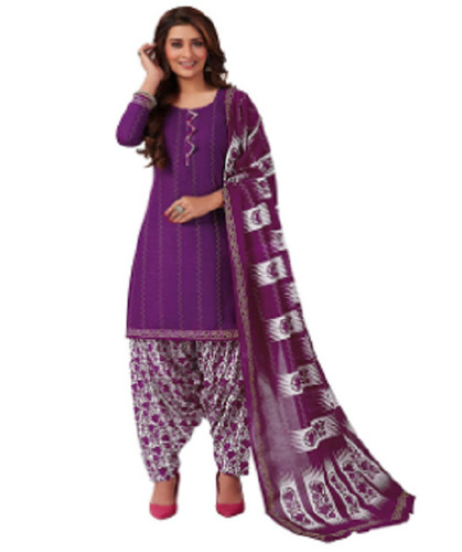 Short Sleeves 99% Pure Cotton Printed Suits For Ladies