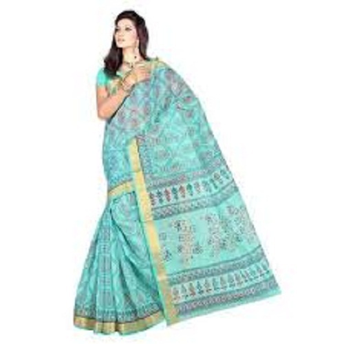 Buy DHRUVI TRENDZ Soft Cotton & Silk Saree (Pista Green_Free Size) +  (Blue_Free Size) at Amazon.in