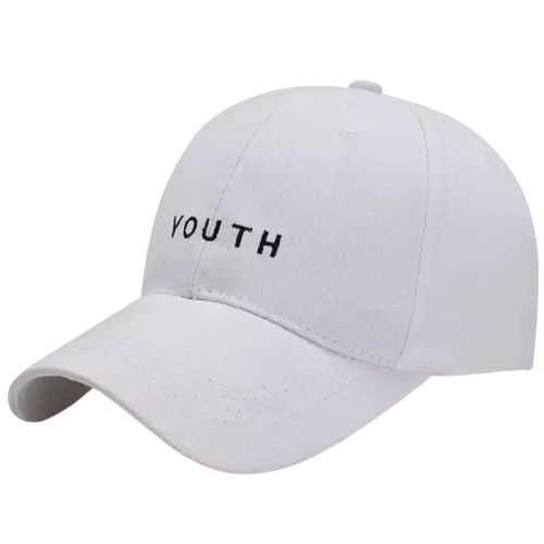 White 12 Inch Light Weight Casual Wear Printed Cotton Cap 