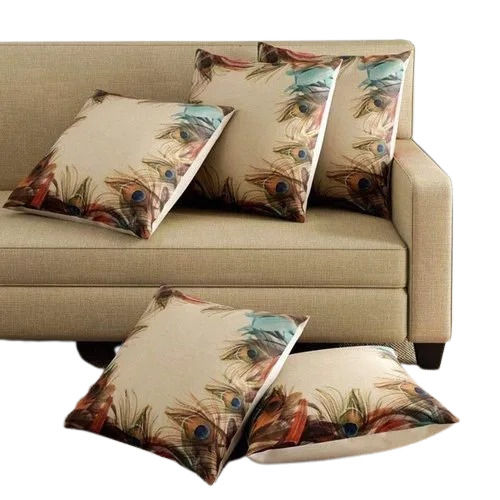 300 Gram 12 X 12 Inch Printed Square Cotton Cushion Cover Set, 5 Piece Set