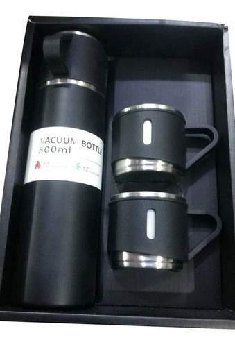 Black 4.9 Mm Thick 500 Ml Plain Stainless Steel Vacuum Flask With Two Cup