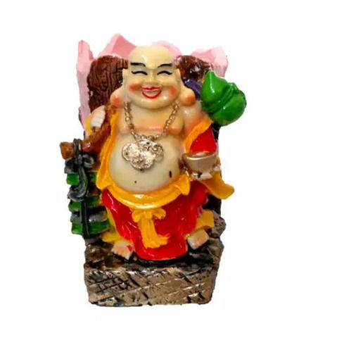 Multicolor 4 Inch Portable Polished Finished Polyresin Laughing Buddha Statue