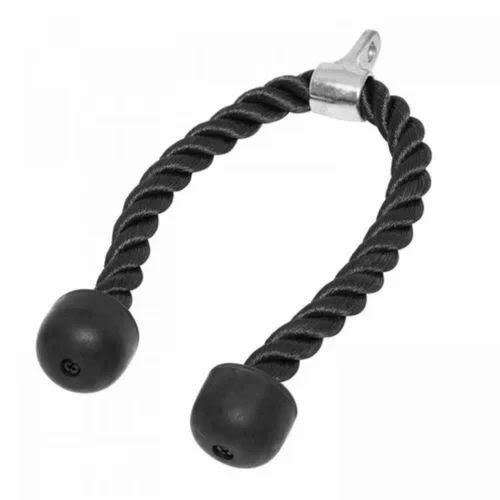 Silver Black Plastic, Stainless Steel Tricep Pull Down Rope For Gym