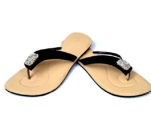 Casual Wear Lightweight Leather And Pu Slip-On Flat Fancy Sandals For Ladies