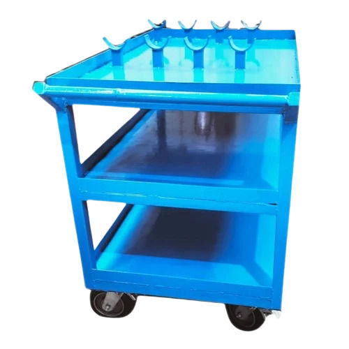 Color Coated Rectangular Mild Steel Material Handling Trolley With 4 Wheels