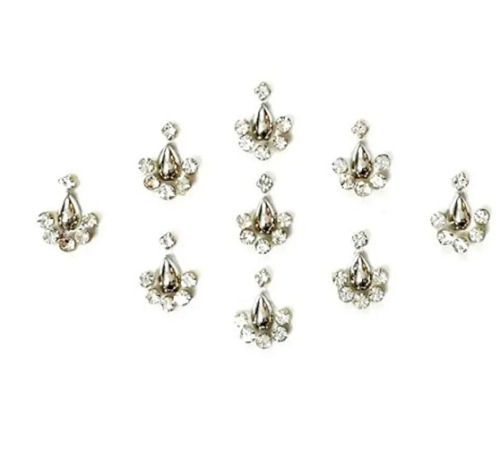 Triangular Simple White Fancy Stone Bindi For Ladies