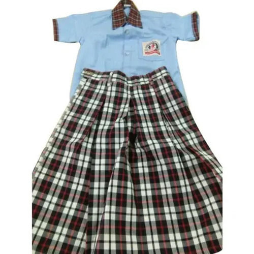 Skin Friendly Short Sleeves Checked Cotton School Uniform St For Girls Age Group: 12 Years Above