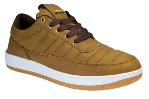 Brown And White Casual Wear Lace Up Closure Pu Sole Synthetic Leather Sneaker Shoes For Mens