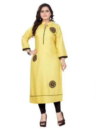 Dry Cleaning Comfortable And Plain Long Sleeves Casual Wear Cotton Kurti