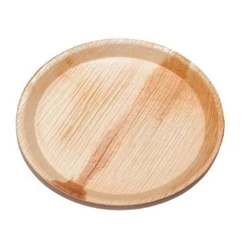 Brown Eco Friendly And Disposable Round Palm Leaf Plate For Event And Parties