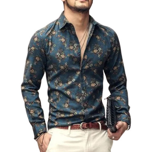 Mens Regular Fit Full Sleeves Classic Collar Floral Printed Cotton Shirt Age Group: 18 To 35