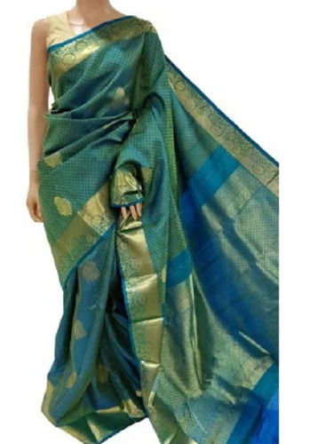 Green Printed South Indian Party Wear Pure Silk Saree For Ladies