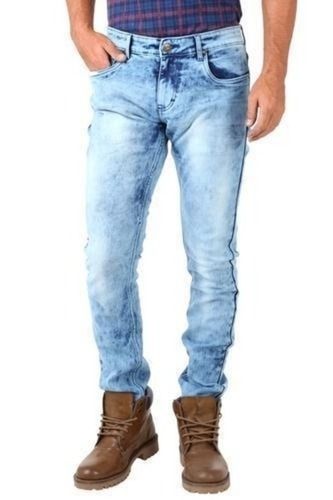 Blue Regular Fit Plain Dyed Casual Wear Cool Pass Denim Jeans For Mens