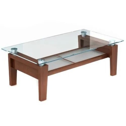 1 Feet Tall Indian Style Polished Carpentry Solid Wood And Glass Center Table No Assembly Required