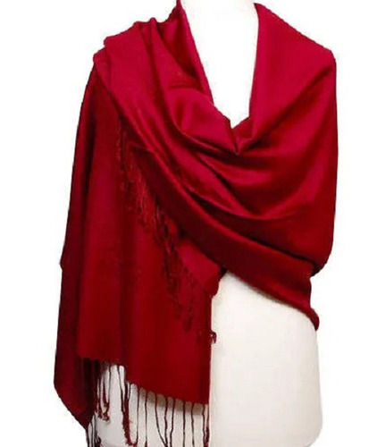 Maroon 2 Meter 500 Gram Daily Wear Pashmina Silk Shawls For Ladies