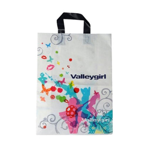 20 Inches Rectangular Flexiloop Handle Printed Poly Bag For Shopping