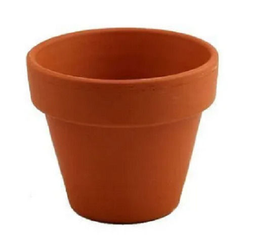 Brown 32X24.89X18.29 Cm Matt Finish Floor Standing Round Clay Flower Pot 