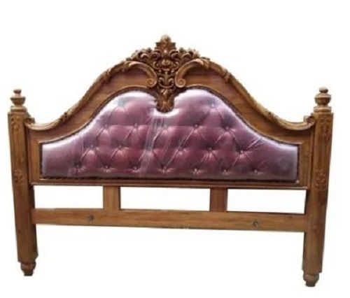 6 Feet Tall Indian Style Machine Cutting Polished Finish Oak Wood Bed Headboard