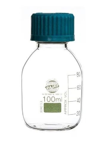 86 X 176 Mm 100 Ml 40 Gram Borosilicate 3.3 Reagent Bottle Application: Labs