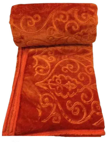 Orange 90X100 Inches 400 Gsm Double Bed Microfiber Winter Blanket