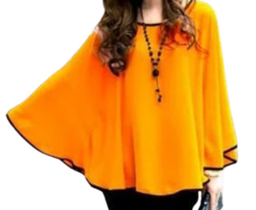 Casual Wear Plain Dyed Soft Skin Friendly Rayon Fancy Top For Ladies - Rayon Fabric, 20 Inch Length, Yellow and Black Color, Medium Size, Long Sleeve Design, Elegant Buttoned Back, Elastic Waist
