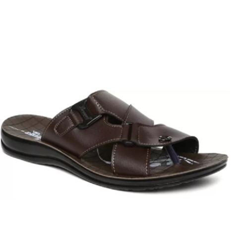 पुरुषों के लिए ब्राउन आरामदायक बूटी स्टाइल Pu और लेदर मटीरियल स्लिपर