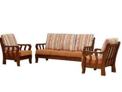 Indian Style Machine Cutting Polished Solid Mahogany Wood Five Seater Sofa Set No Assembly Required