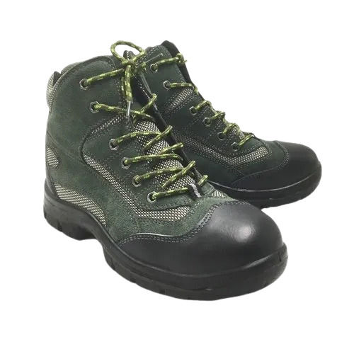 Dark Green And Black Pvc Outsole Laces Closure High Ankle Anti Skid Safety Boot For Mens