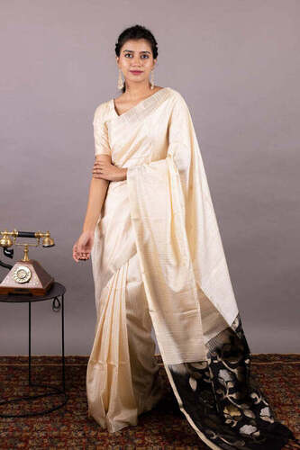 Available In Various Colors White Silk Saree For Party Wear