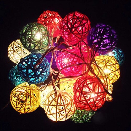X4Cart Thread Ball Led String Light 16 Led 3 Meter Multicolor Fairy String Light For Indoor Outdoor Diwali Decoration Light Plug-In (Multicolor) Input Voltage: 2 Volt (V)