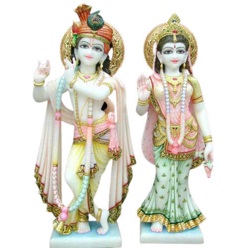 Easy To Install 1 Foot Moisture Proof Polished Finish Marble Radha Krishna Statue