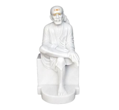 1 Foot Polished Finish Handcrafted Marble Sai Baba Statue 