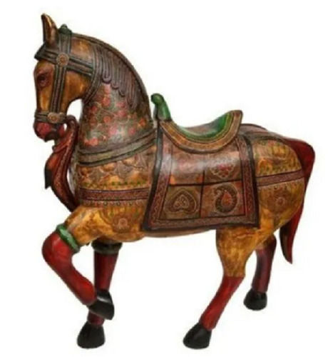 Multicolor 16 Inch Printed Wooden Rocking Horse For Toy