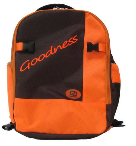 Orange 17X15X9 Inch Shock Resistance Zipper Top Printed Polyester Shoulder Backpack