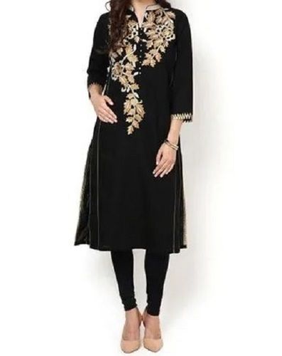 3-4Th Sleeves Party Wear Modern Cotton Embroidered Kurti Bust Size: 32 Inch (In)